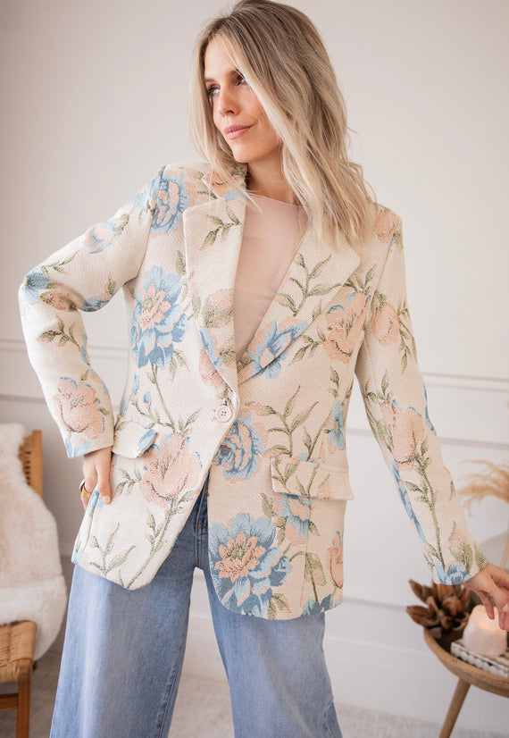Rosy Belle Beige/Blue - Blazer