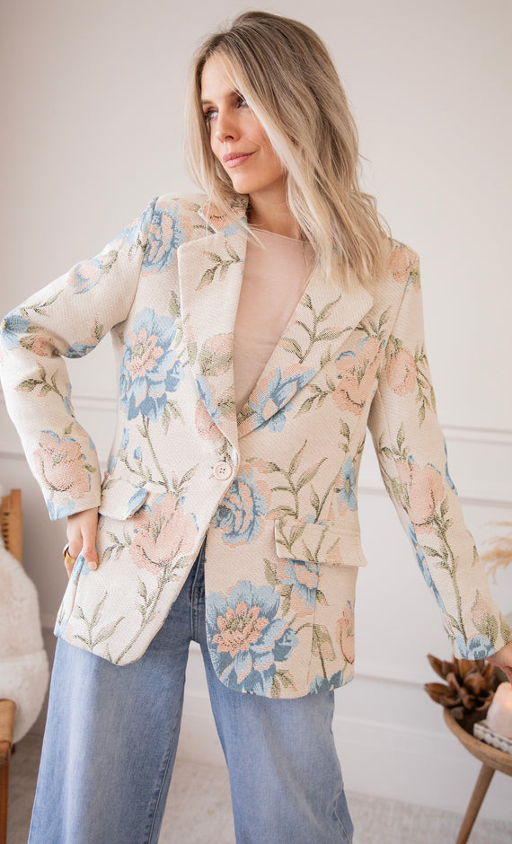 Rosy Belle Beige/Blue - Blazer