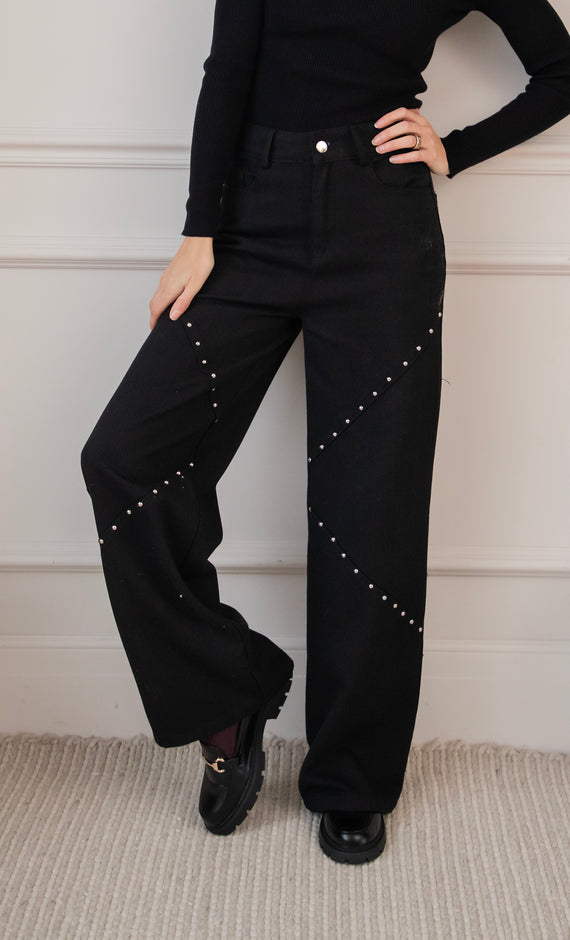 Straight Studs Black - Jeans