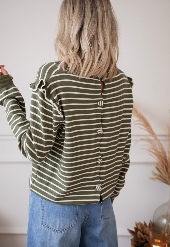 Rylie Stripe Kaki - Trui