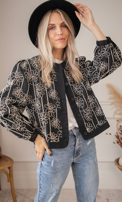 Leila Flowered Black - Jacket