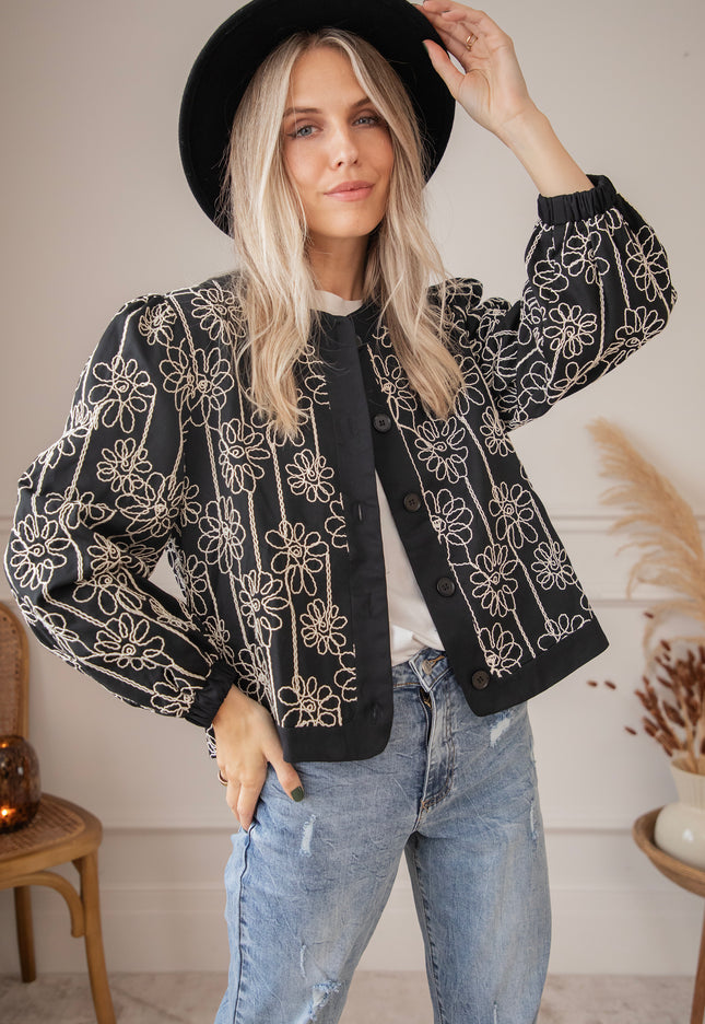 Leila Flowered Black - Jacket