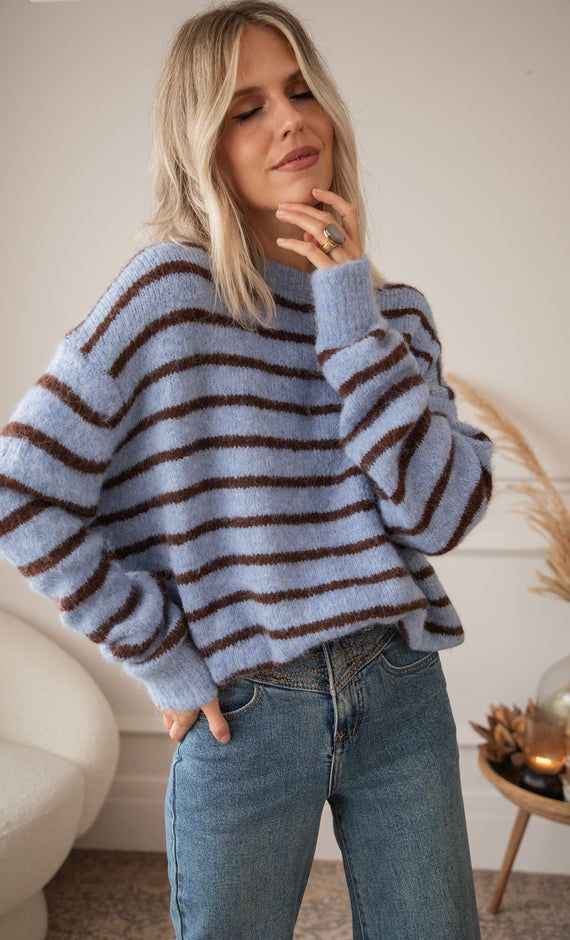 Samantha Stripe Blue/Brown - Sweater