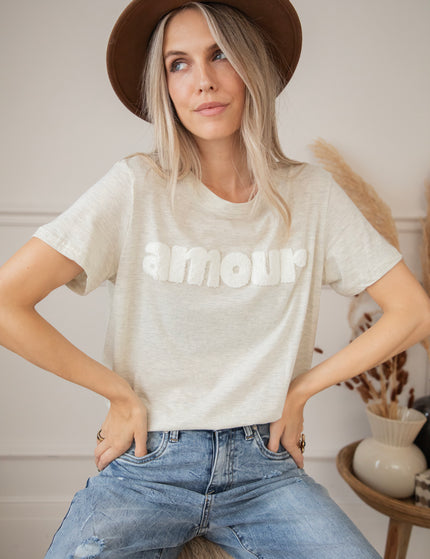 Amour Beige/White - T-Shirt