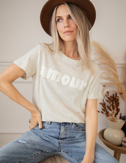 Amour Beige/White - T-Shirt