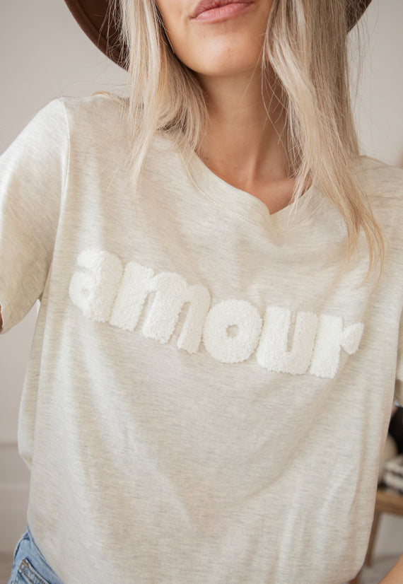 Amour Beige/White - T-Shirt