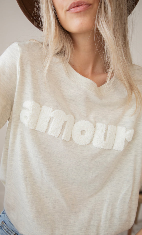 Amour Beige/White - T-Shirt