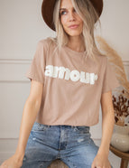 Amour Taupe/White - T-Shirt