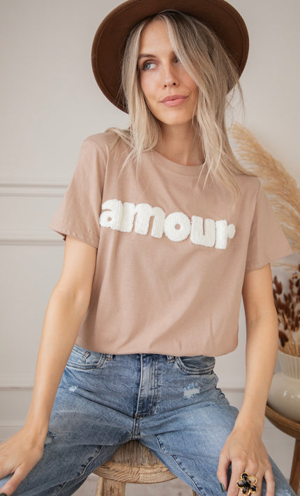 Amour Taupe/White - T-Shirt