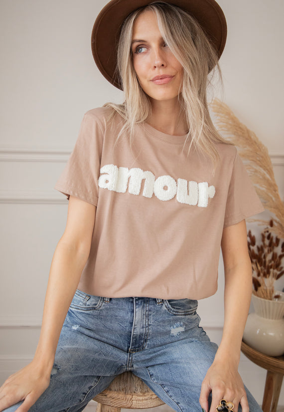 Amour Taupe/White - T-Shirt