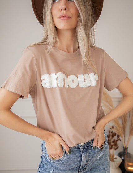 Amour Taupe/White - T-Shirt