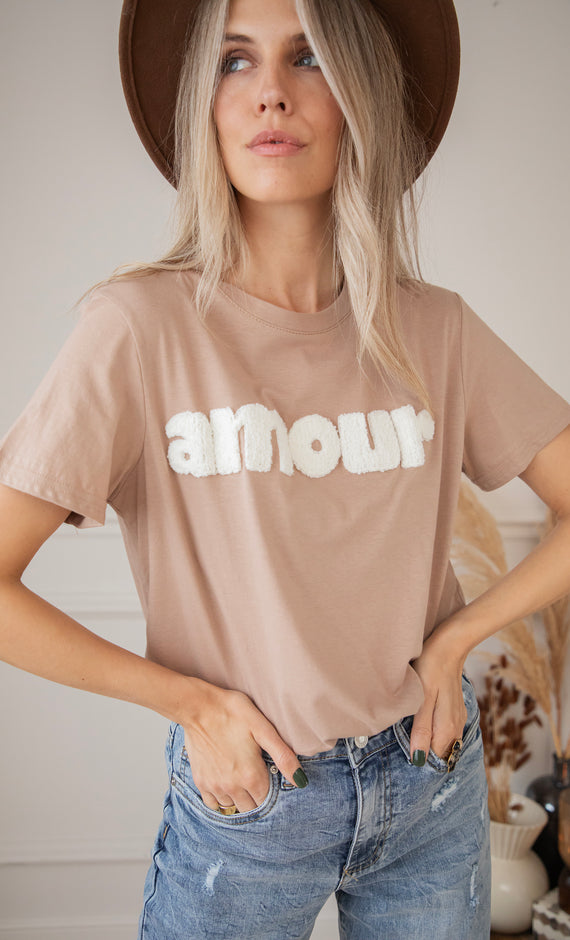Amour Taupe/White - T-Shirt