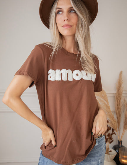 T-Shirt - Amour - Braun/Weiß