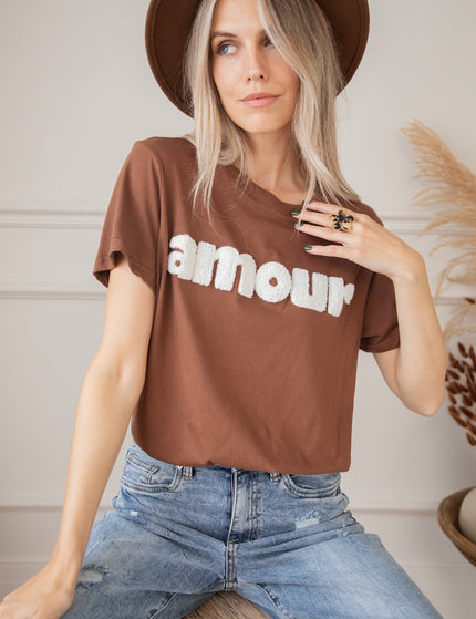 T-Shirt - Amour - Braun/Weiß