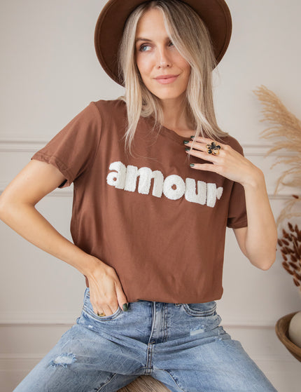 T-Shirt - Amour - Braun/Weiß