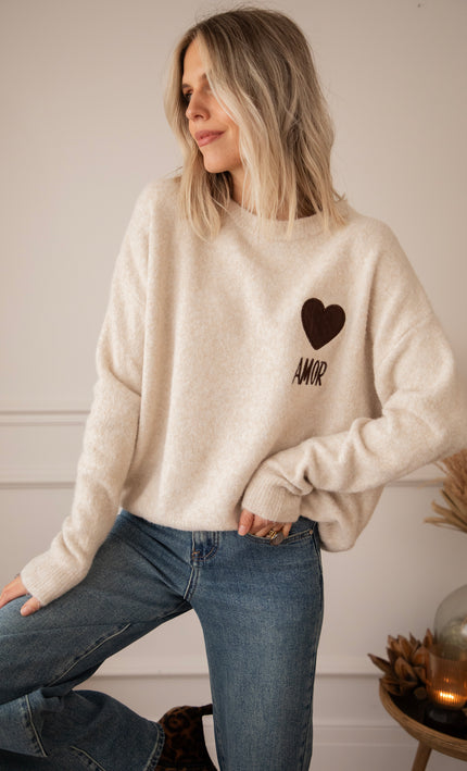 Pullover - Amor - Cream/Choco