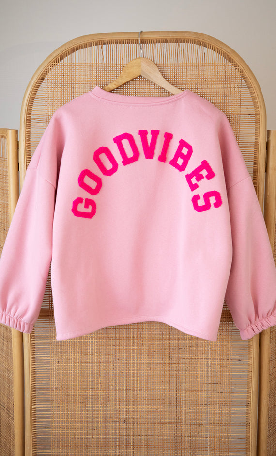 Lily Good Vibes Baby Pink/Fuchsia - Sweater