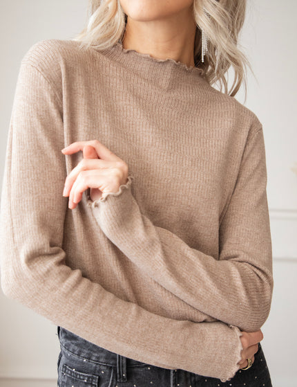 Cute Collar Ruches Taupe - Longsleeve