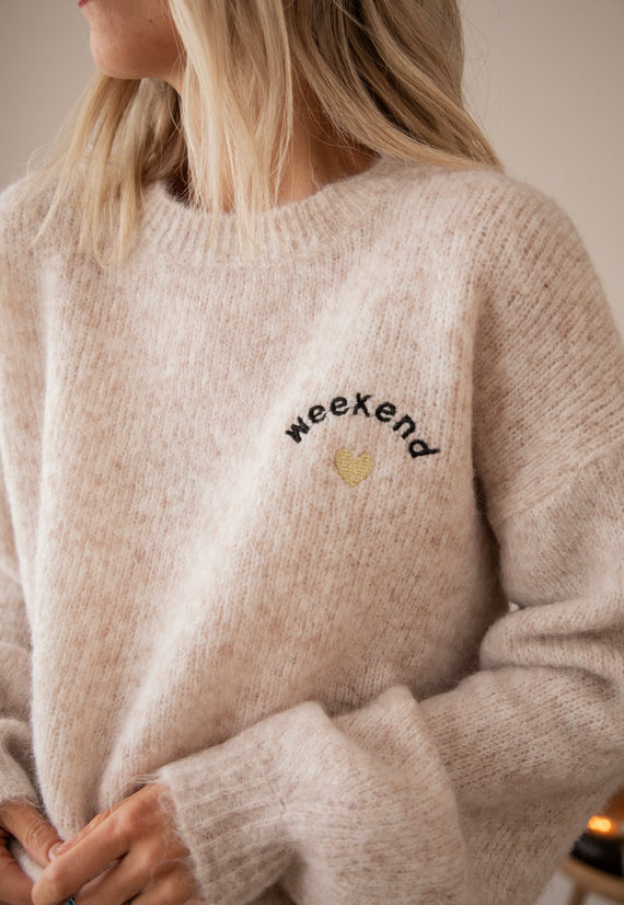 Pullover - Cozy Weekend Love - Taupe