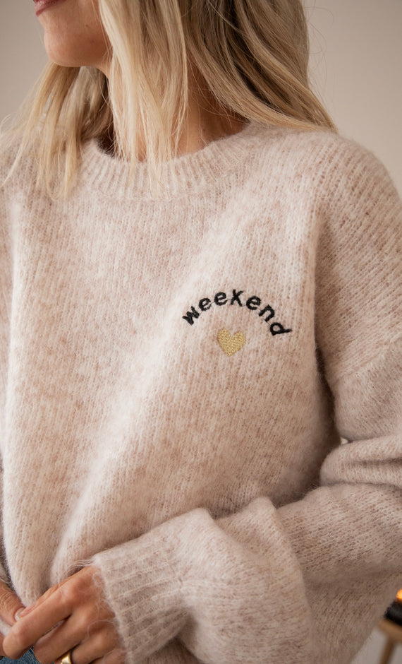 Pullover - Cozy Weekend Love - Taupe