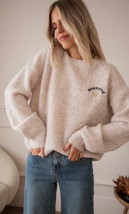 Pullover - Cozy Weekend Love - Taupe