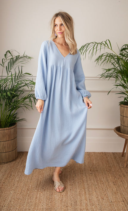 Maud Tetra Soft Blue - Maxi Dress