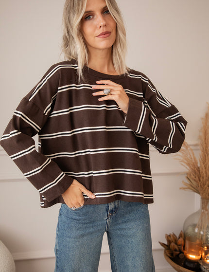 Pullover - Fall For Stripes - Choco