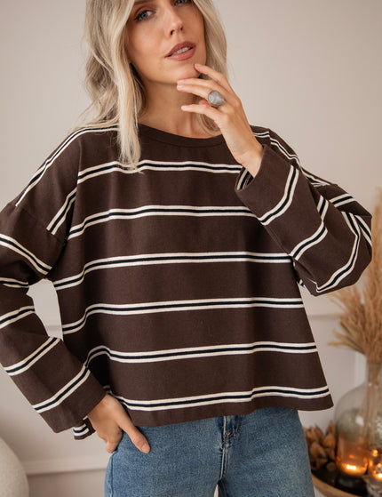 Pullover - Fall For Stripes - Choco