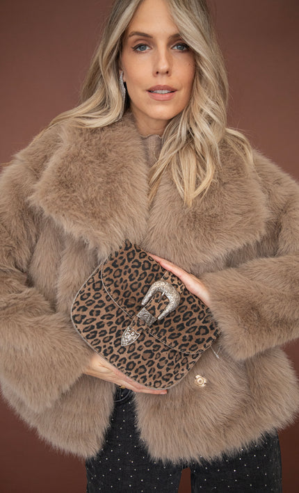 Handtasche - Leopard Leather Belt - Taupe