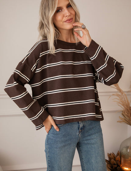 Pullover - Fall For Stripes - Choco