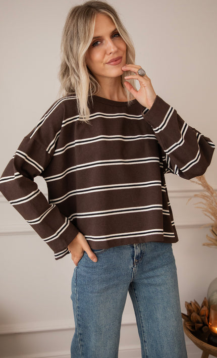 Pullover - Fall For Stripes - Choco