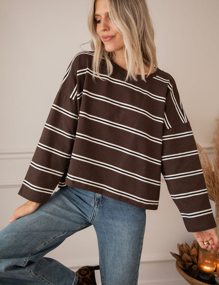 Pullover - Fall For Stripes - Choco