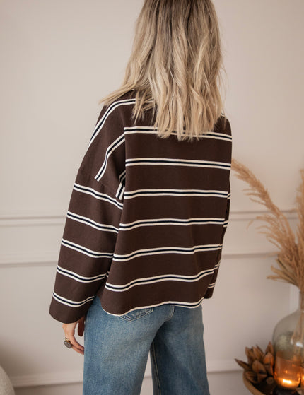 Pullover - Fall For Stripes - Choco