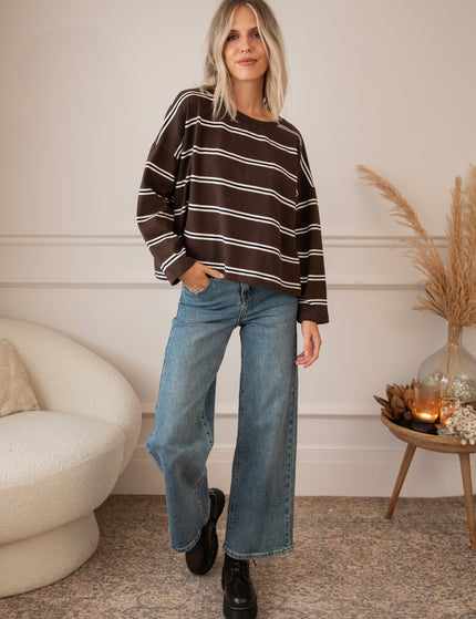 Pullover - Fall For Stripes - Choco