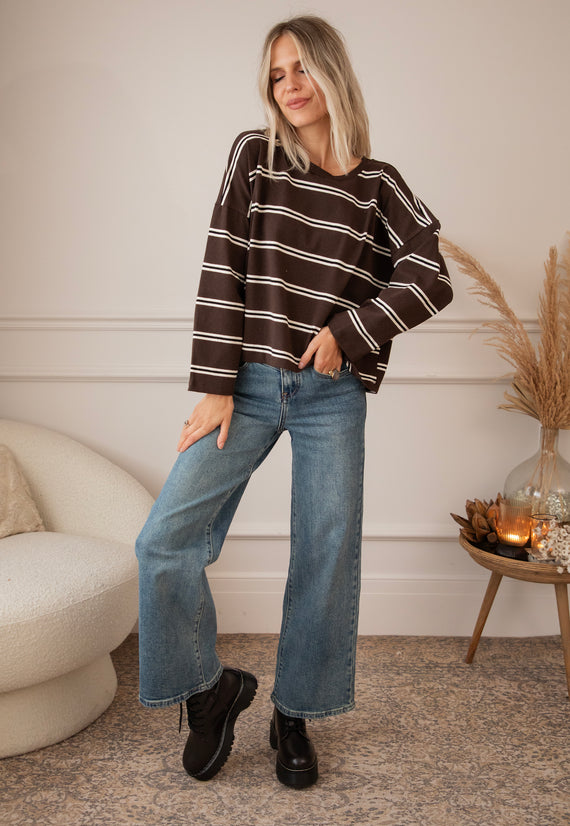 Fall For Stripes Choco - Trui