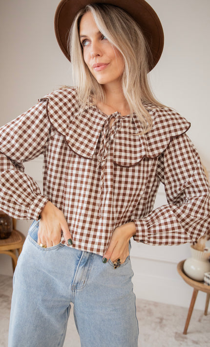 Bluse - Charlie Check - Braun