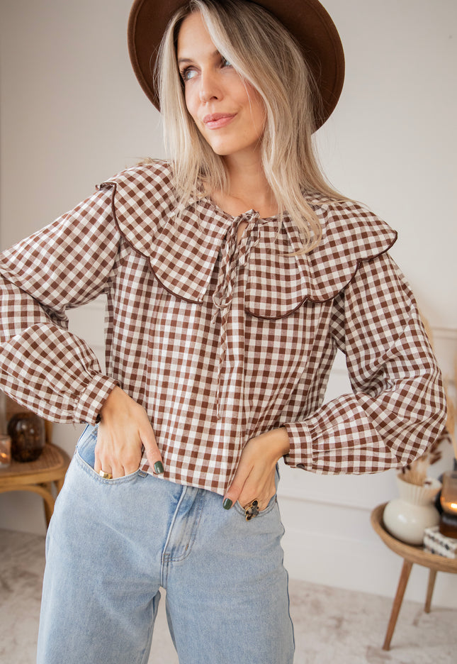 Bluse - Charlie Check - Braun