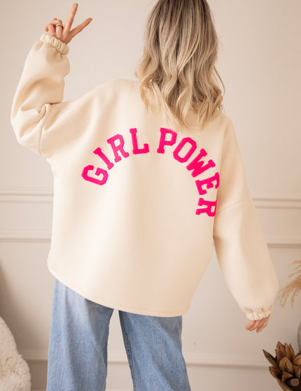 Pullover - Lily Girl Power - Beige/Fuchsia