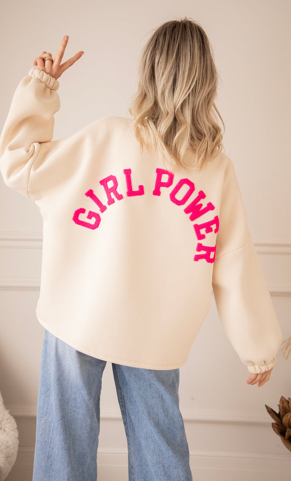 Lily Girl Power Beige/Fuchsia - Sweater