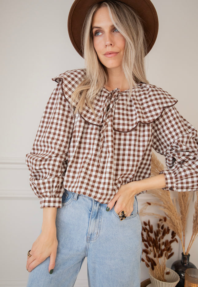 Bluse - Charlie Check - Braun