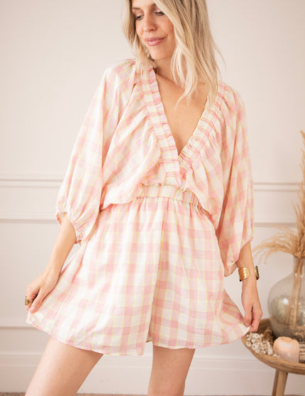 Melody Check Pink - Playsuit