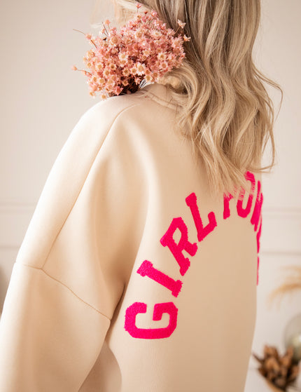 Pullover - Lily Girl Power - Beige/Fuchsia