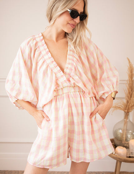 Melody Check Pink - Playsuit