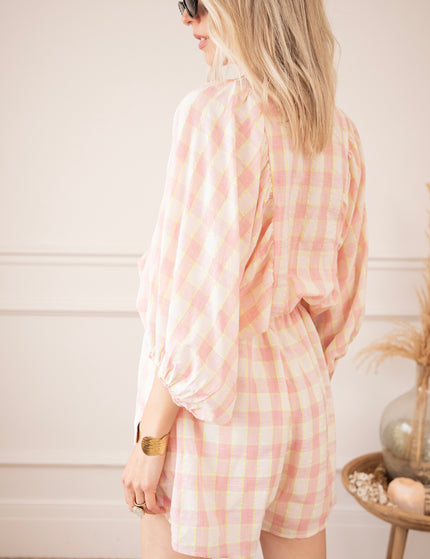 Melody Check Pink - Playsuit