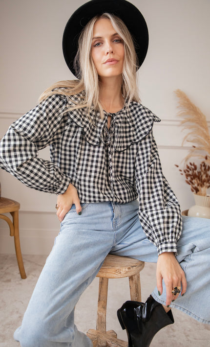 Bluse - Charlie Check - Schwarz