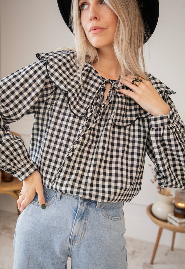 Bluse - Charlie Check - Schwarz