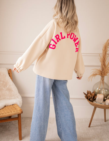Pullover - Lily Girl Power - Beige/Fuchsia