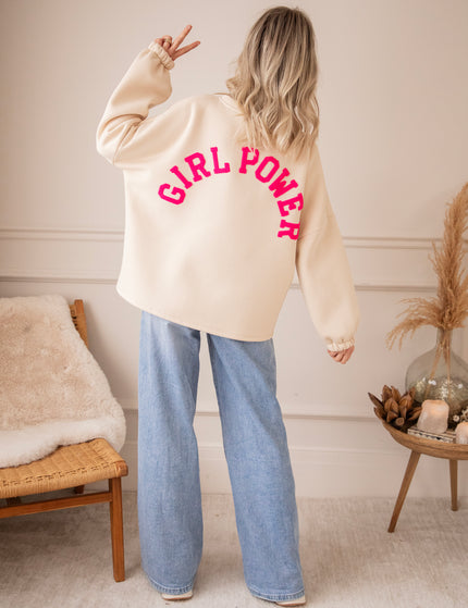 Pullover - Lily Girl Power - Beige/Fuchsia