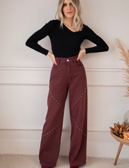 Straight Studs Bordeaux - Jeans