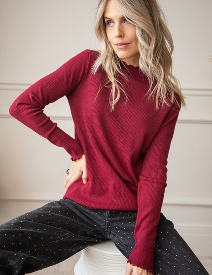 Cute Collar Ruches Burgundy - Longsleeve